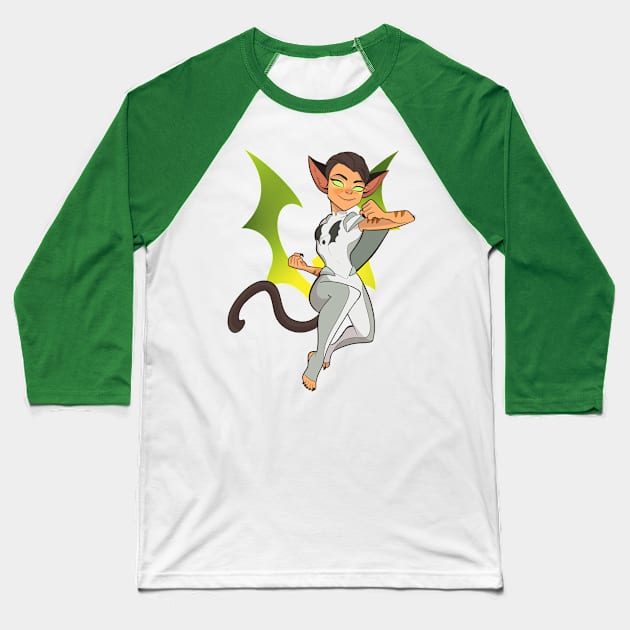 Chipped Catra Baseball T-Shirt by Iria Abella 